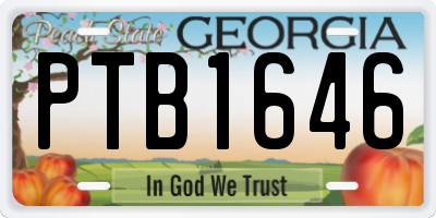 GA license plate PTB1646