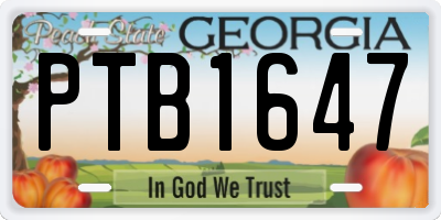 GA license plate PTB1647