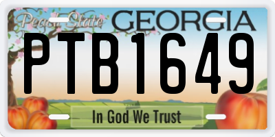 GA license plate PTB1649