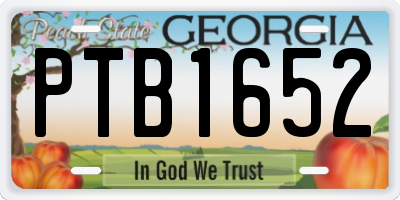 GA license plate PTB1652