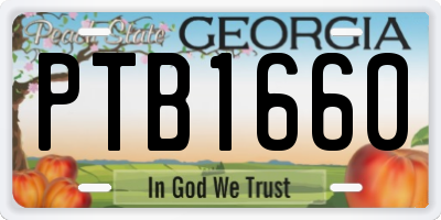 GA license plate PTB1660