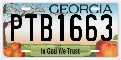 GA license plate PTB1663