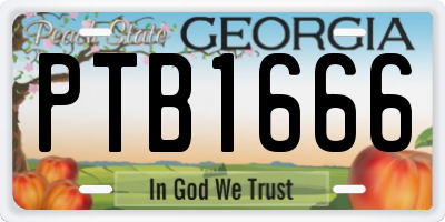 GA license plate PTB1666