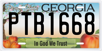 GA license plate PTB1668