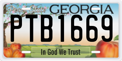 GA license plate PTB1669