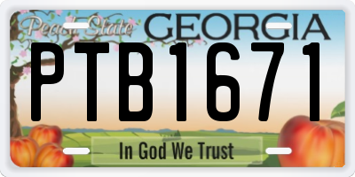 GA license plate PTB1671