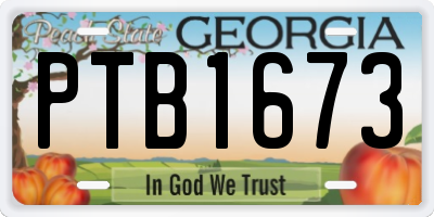 GA license plate PTB1673