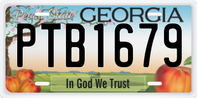 GA license plate PTB1679