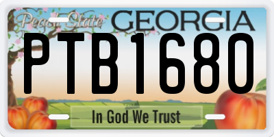 GA license plate PTB1680