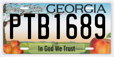 GA license plate PTB1689
