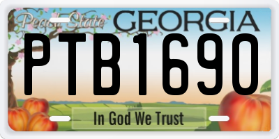 GA license plate PTB1690