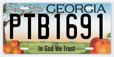GA license plate PTB1691