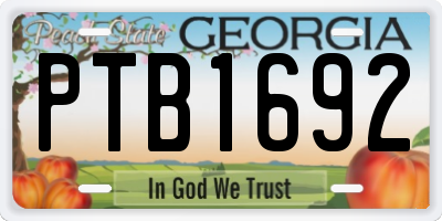 GA license plate PTB1692