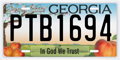 GA license plate PTB1694