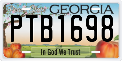 GA license plate PTB1698