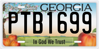 GA license plate PTB1699