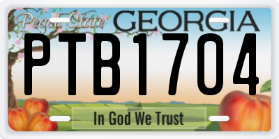 GA license plate PTB1704