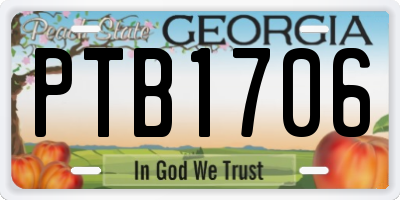 GA license plate PTB1706