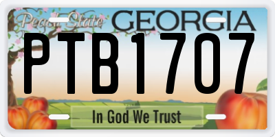 GA license plate PTB1707