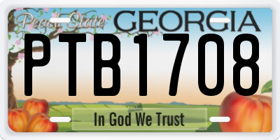 GA license plate PTB1708