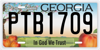 GA license plate PTB1709