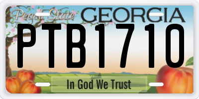 GA license plate PTB1710