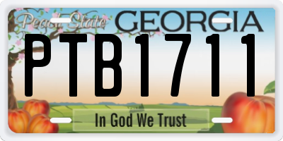 GA license plate PTB1711