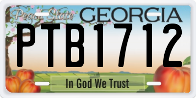 GA license plate PTB1712