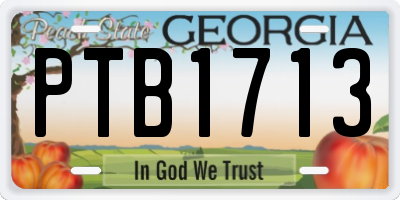 GA license plate PTB1713