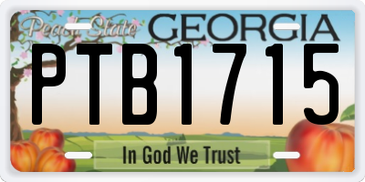 GA license plate PTB1715