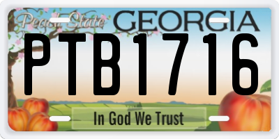 GA license plate PTB1716