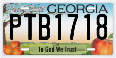 GA license plate PTB1718