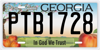 GA license plate PTB1728