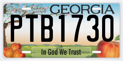 GA license plate PTB1730