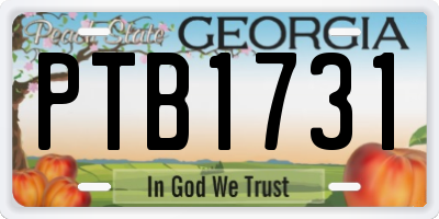 GA license plate PTB1731