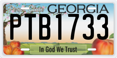 GA license plate PTB1733