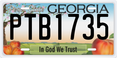 GA license plate PTB1735