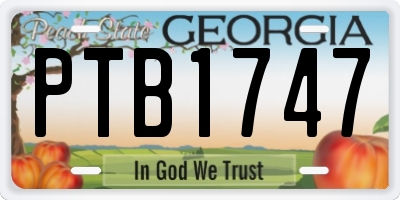 GA license plate PTB1747