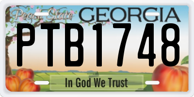 GA license plate PTB1748