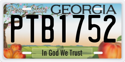 GA license plate PTB1752