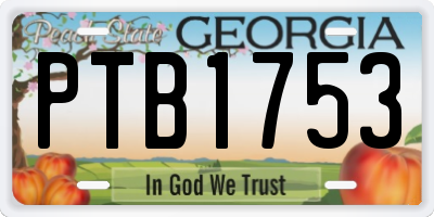 GA license plate PTB1753