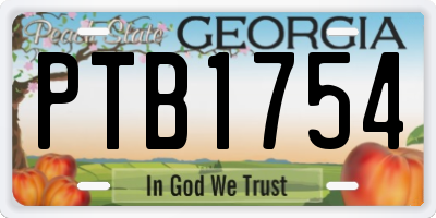 GA license plate PTB1754
