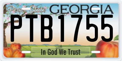 GA license plate PTB1755