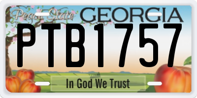 GA license plate PTB1757