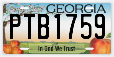 GA license plate PTB1759