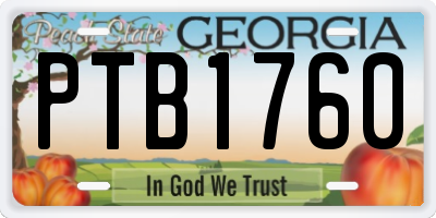 GA license plate PTB1760