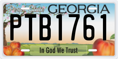GA license plate PTB1761