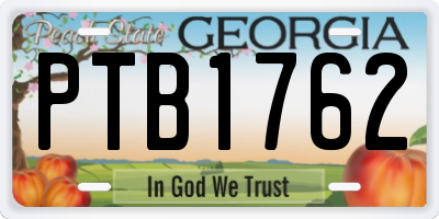 GA license plate PTB1762
