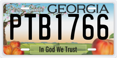 GA license plate PTB1766