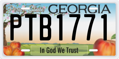 GA license plate PTB1771